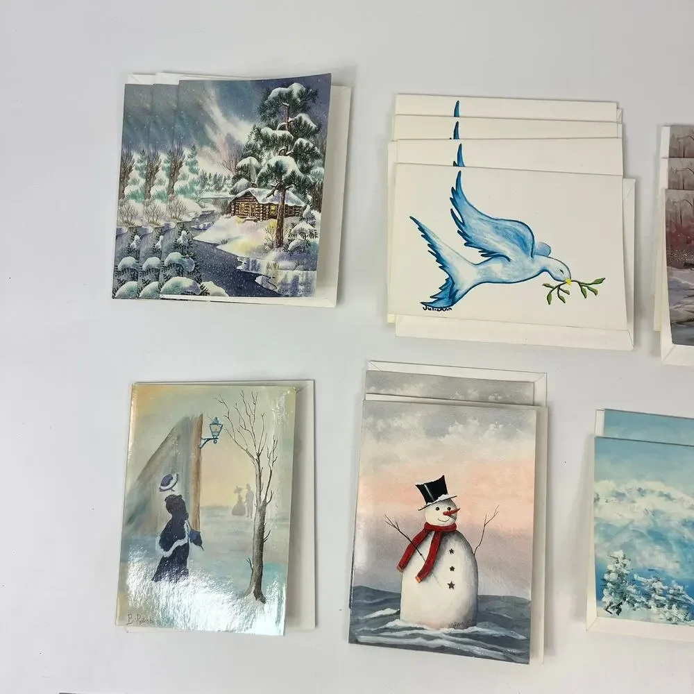 26 Blank Vintage Holiday Greeting Cards Assorted Designs 5.5